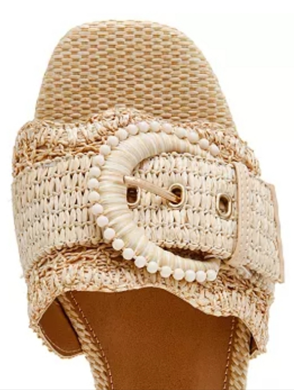 DV Dolce Vita Nillz Buckle Slide Low Block Heel Sandal - natural raffia - Picture 4 of 13